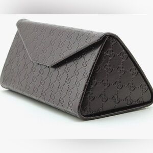 Gucci Dark Brown Embossed Trifold Sunglass Case